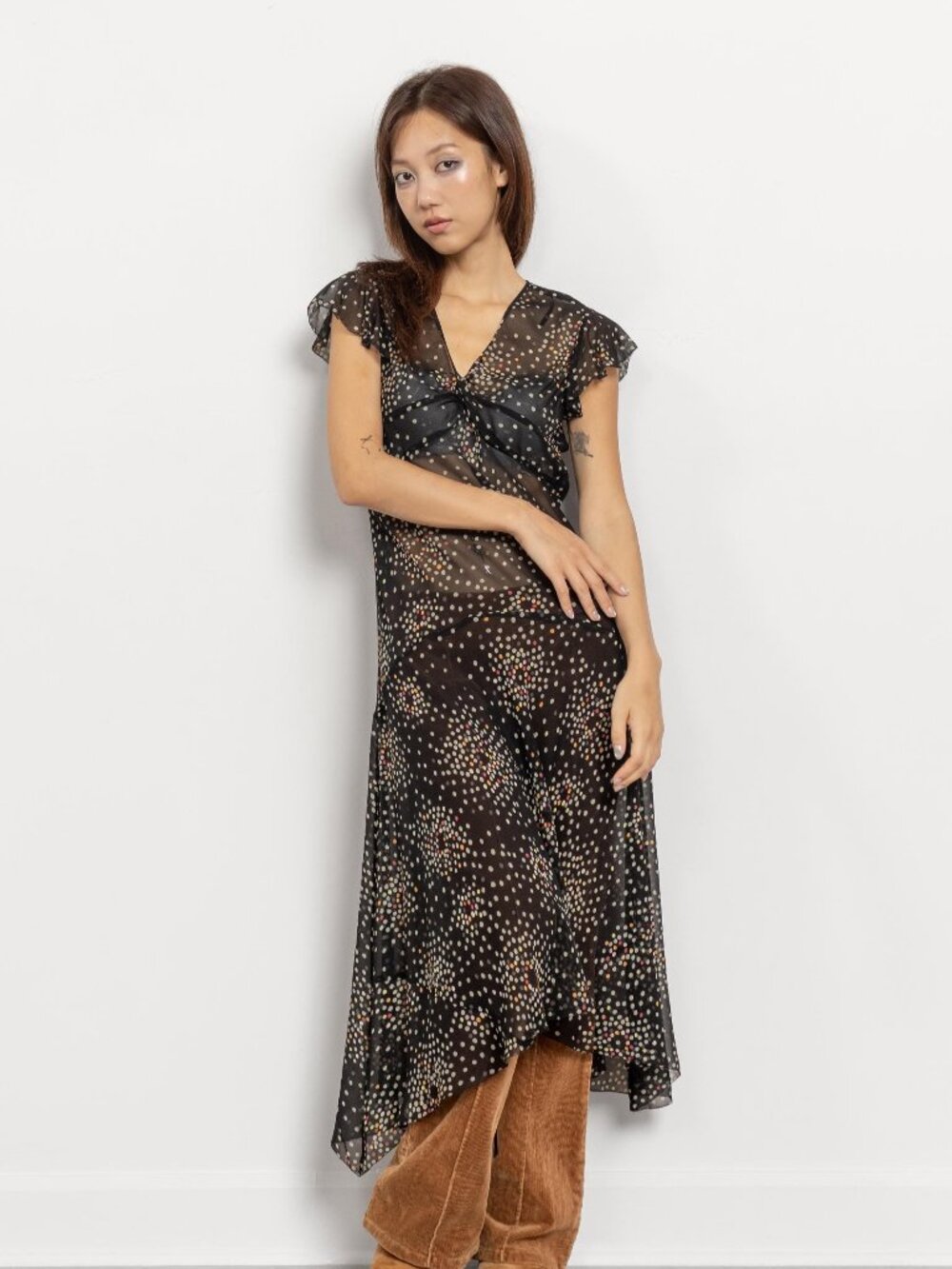 Silk Midi Dress Sheer Vintage Delicate / Small Medium